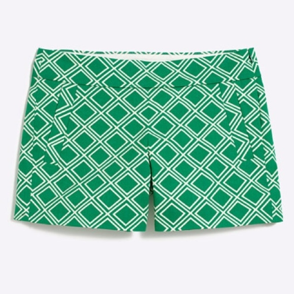 J. Crew Factory Green Geometric Women's Shorts